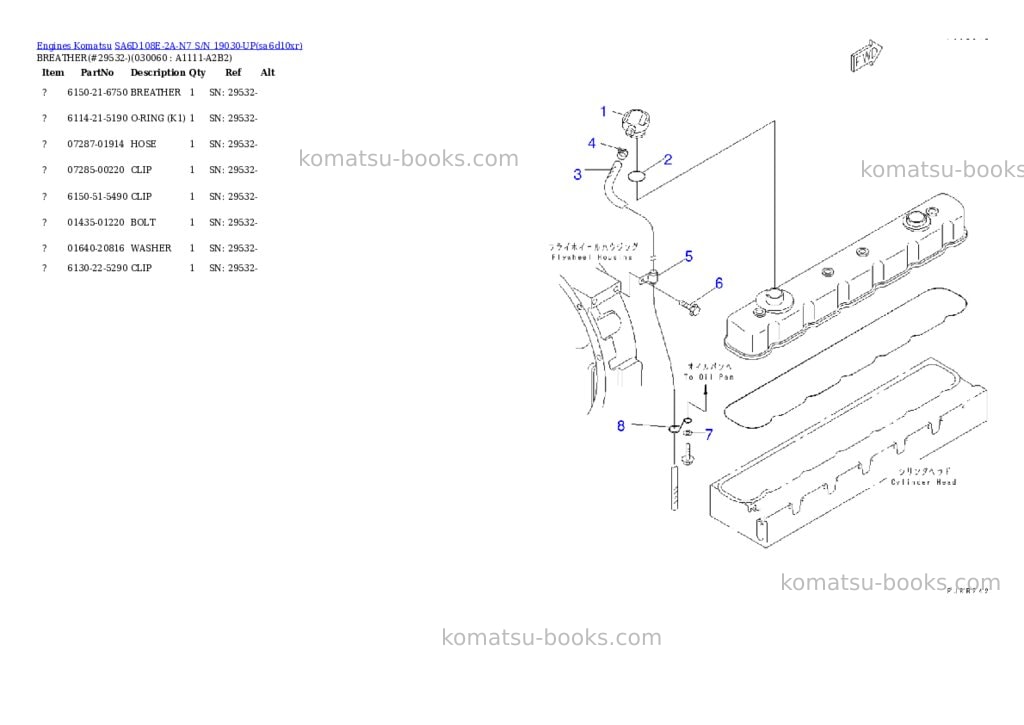Komatsu sa6d108e-2a-n7 s/n 19030-up Parts catalog cover Page 5 Komatsu sa6d108e-2a-n7 s/n 19030-up Parts catalog cover Page 5