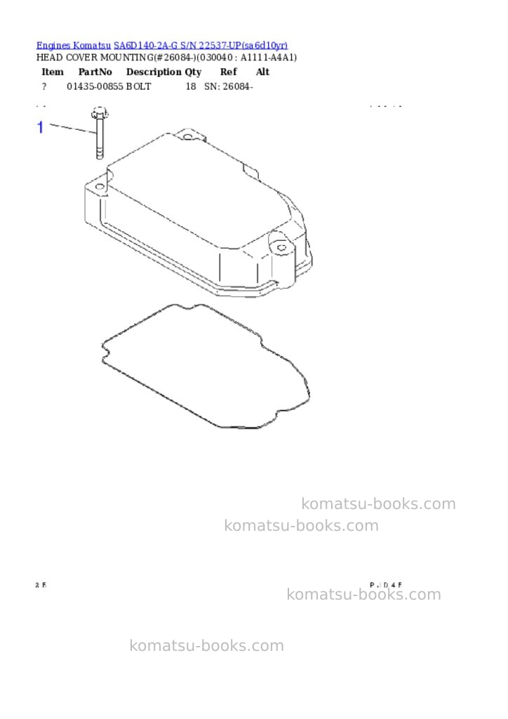 Komatsu sa6d140-2a-g s/n 22537-up front engine Parts catalog cover Page 3 Komatsu sa6d140-2a-g s/n 22537-up front engine Parts catalog cover Page 3