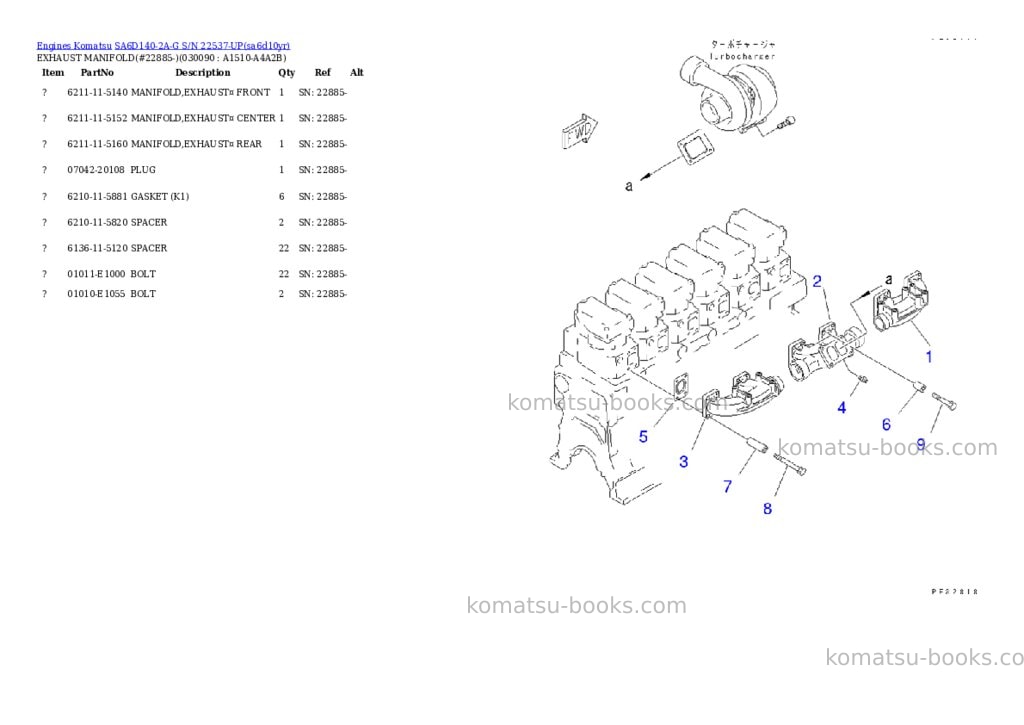 Komatsu sa6d140-2a-g s/n 22537-up front engine Parts catalog cover Page 8 Komatsu sa6d140-2a-g s/n 22537-up front engine Parts catalog cover Page 8