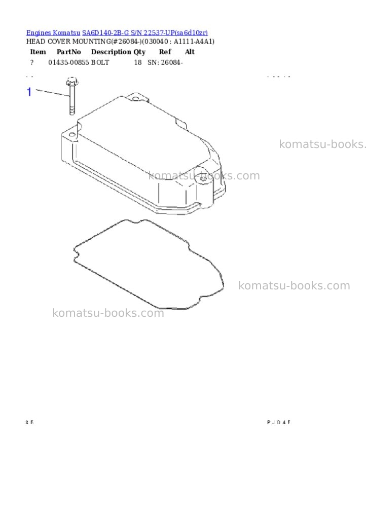 Komatsu sa6d140-2b-g s/n 22537-up rear engine Parts catalog cover Page 3 Komatsu sa6d140-2b-g s/n 22537-up rear engine Parts catalog cover Page 3