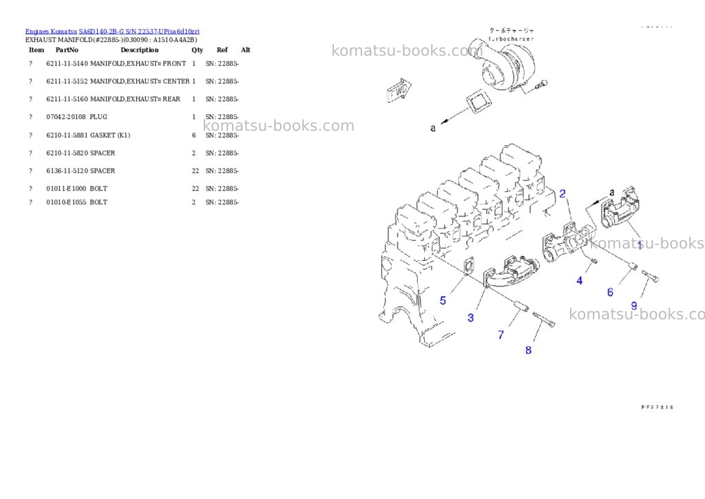 Komatsu sa6d140-2b-g s/n 22537-up rear engine Parts catalog cover Page 8 Komatsu sa6d140-2b-g s/n 22537-up rear engine Parts catalog cover Page 8