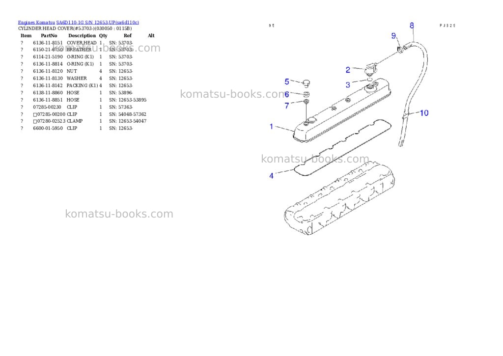 Komatsu sa6d110-1g s/n 12653-up Parts catalog cover Page 4 Komatsu sa6d110-1g s/n 12653-up Parts catalog cover Page 4