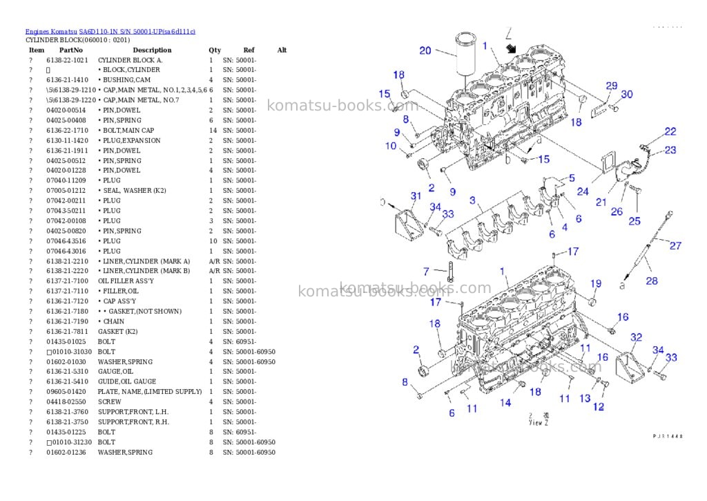 Komatsu sa6d110-1n s/n 50001-up Parts catalog cover Page 10 Komatsu sa6d110-1n s/n 50001-up Parts catalog cover Page 10