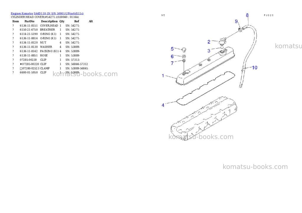 Komatsu sa6d110-1n s/n 50001-up Parts catalog cover Page 3 Komatsu sa6d110-1n s/n 50001-up Parts catalog cover Page 3