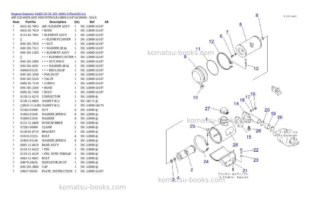 Komatsu sa6d110-1n s/n 50001-up Parts catalog cover Page 5 Komatsu sa6d110-1n s/n 50001-up Parts catalog cover Page 5