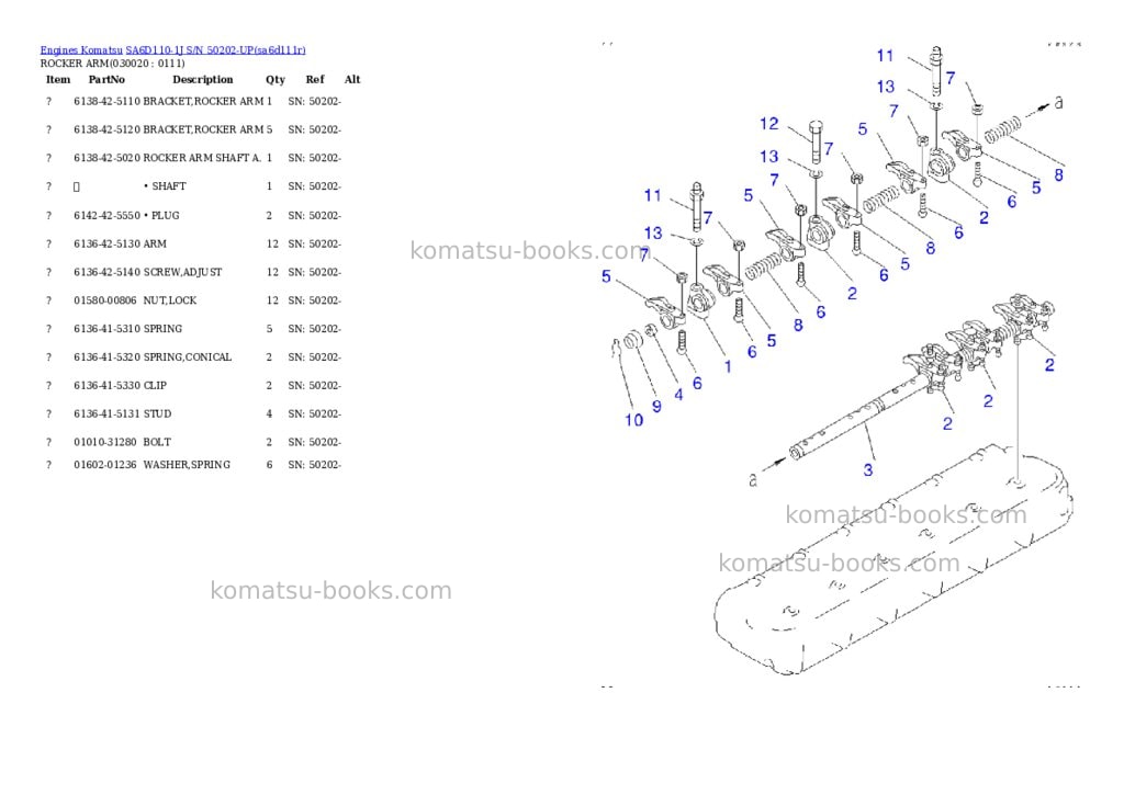 Komatsu sa6d110-1j s/n 50202-up Parts catalog cover Komatsu sa6d110-1j s/n 50202-up Parts catalog cover