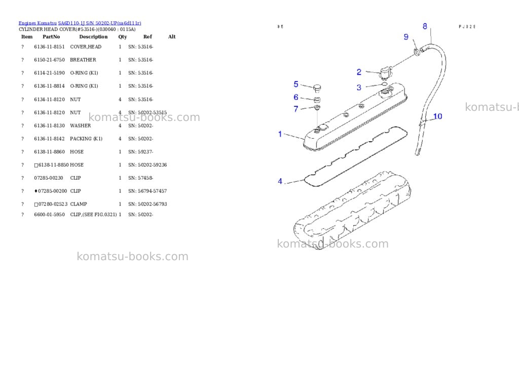 Komatsu sa6d110-1j s/n 50202-up Parts catalog cover Page 3 Komatsu sa6d110-1j s/n 50202-up Parts catalog cover Page 3