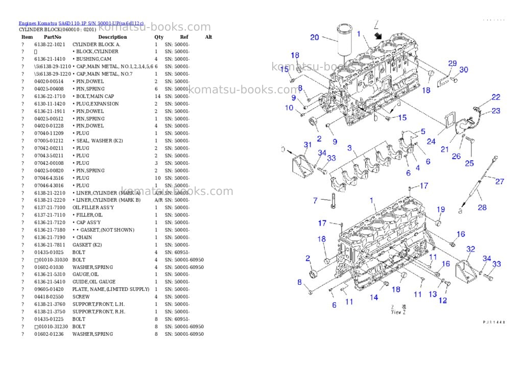 Komatsu sa6d110-1p s/n 50001-up Parts catalog cover Page 10