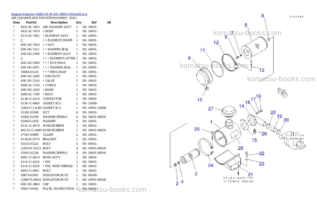 Komatsu sa6d110-1p s/n 50001-up Parts catalog cover Page 5