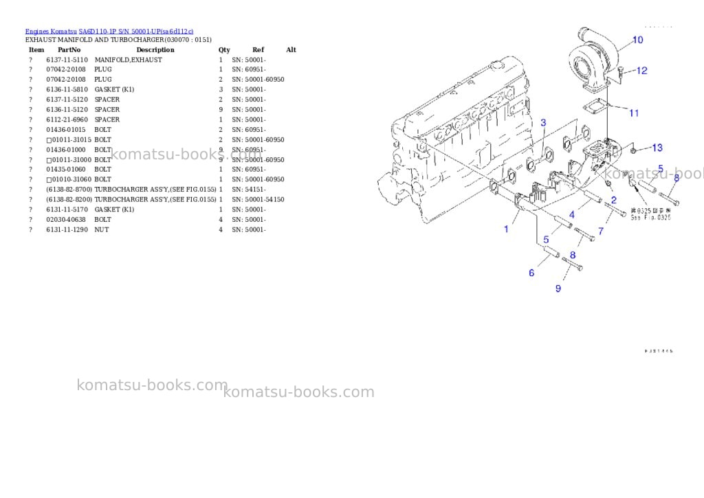 Komatsu sa6d110-1p s/n 50001-up Parts catalog cover Page 6