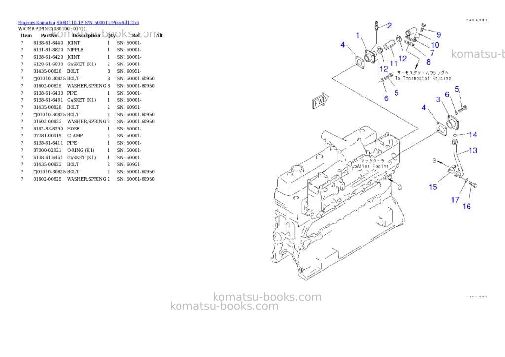 Komatsu sa6d110-1p s/n 50001-up Parts catalog cover Page 9