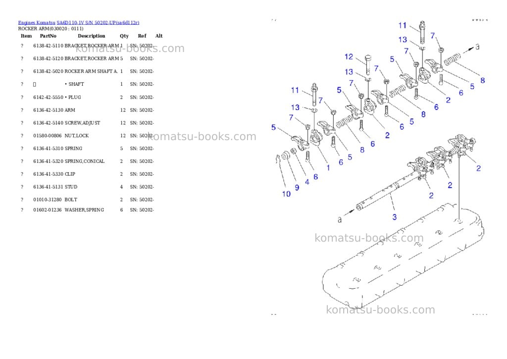 Komatsu sa6d110-1v s/n 50202-up Parts catalog cover Komatsu sa6d110-1v s/n 50202-up Parts catalog cover