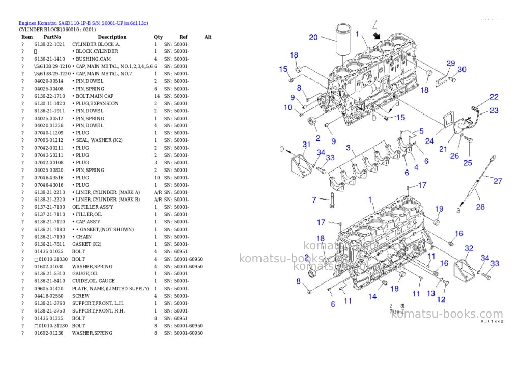 Komatsu sa6d110-1p-b s/n 50001-up Parts catalog cover Page 10