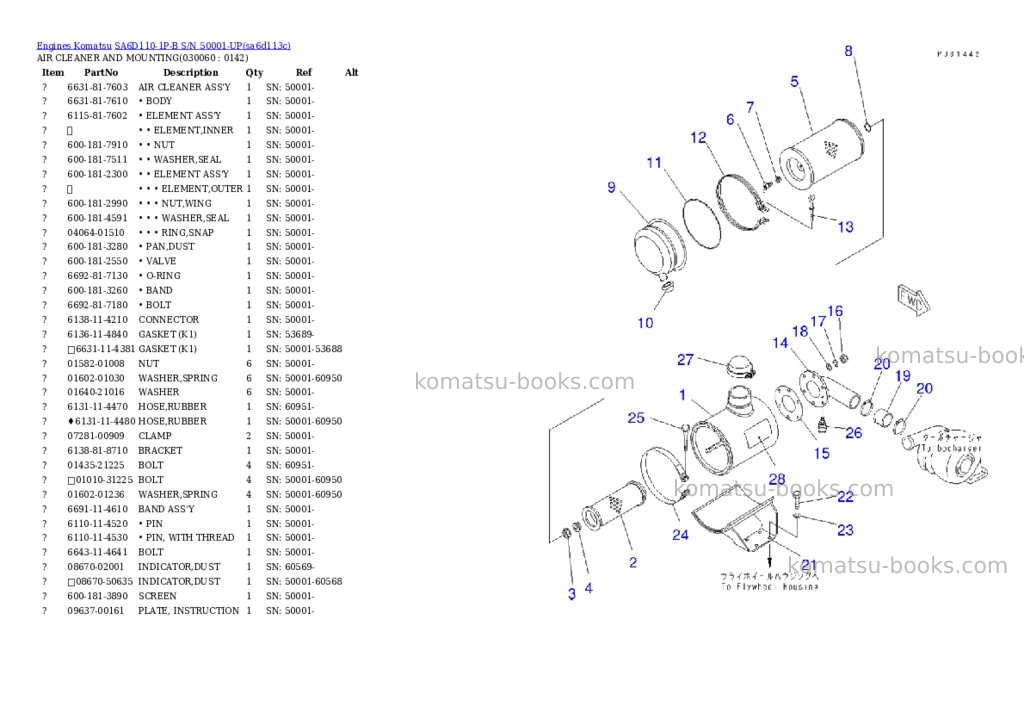 Komatsu sa6d110-1p-b s/n 50001-up Parts catalog cover Page 5