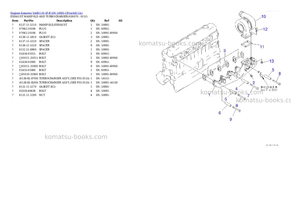 Komatsu sa6d110-1p-b s/n 50001-up Parts catalog cover Page 6