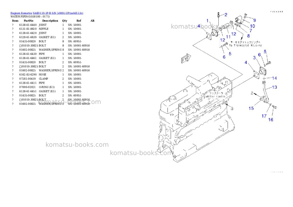 Komatsu sa6d110-1p-b s/n 50001-up Parts catalog cover Page 9