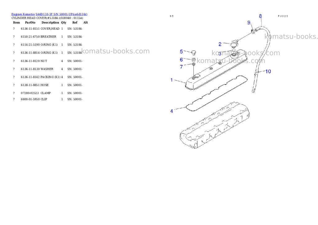 Komatsu sa6d110-1f s/n 50001-up Parts catalog cover Page 3 Komatsu sa6d110-1f s/n 50001-up Parts catalog cover Page 3