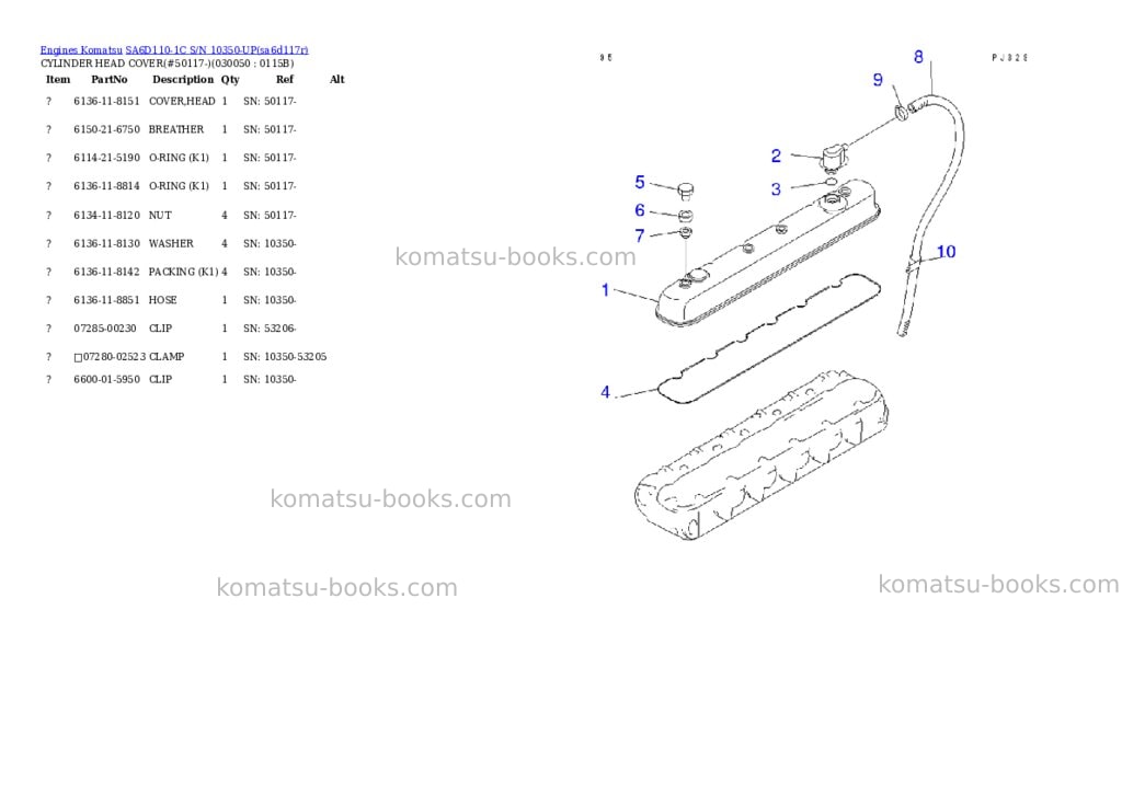 Komatsu sa6d110-1c s/n 10350-up Parts catalog cover Page 4
