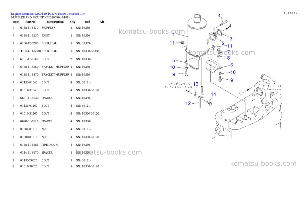 Komatsu sa6d110-1c s/n 10350-up Parts catalog cover Page 8