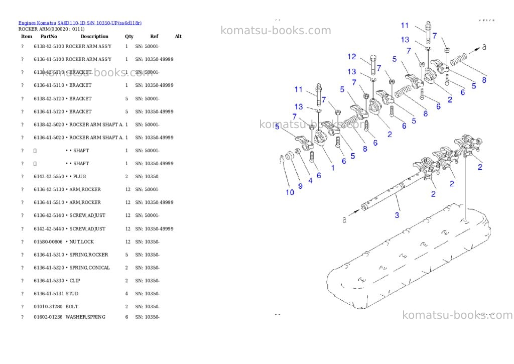 Komatsu sa6d110-1d s/n 10350-up Parts catalog cover Komatsu sa6d110-1d s/n 10350-up Parts catalog cover