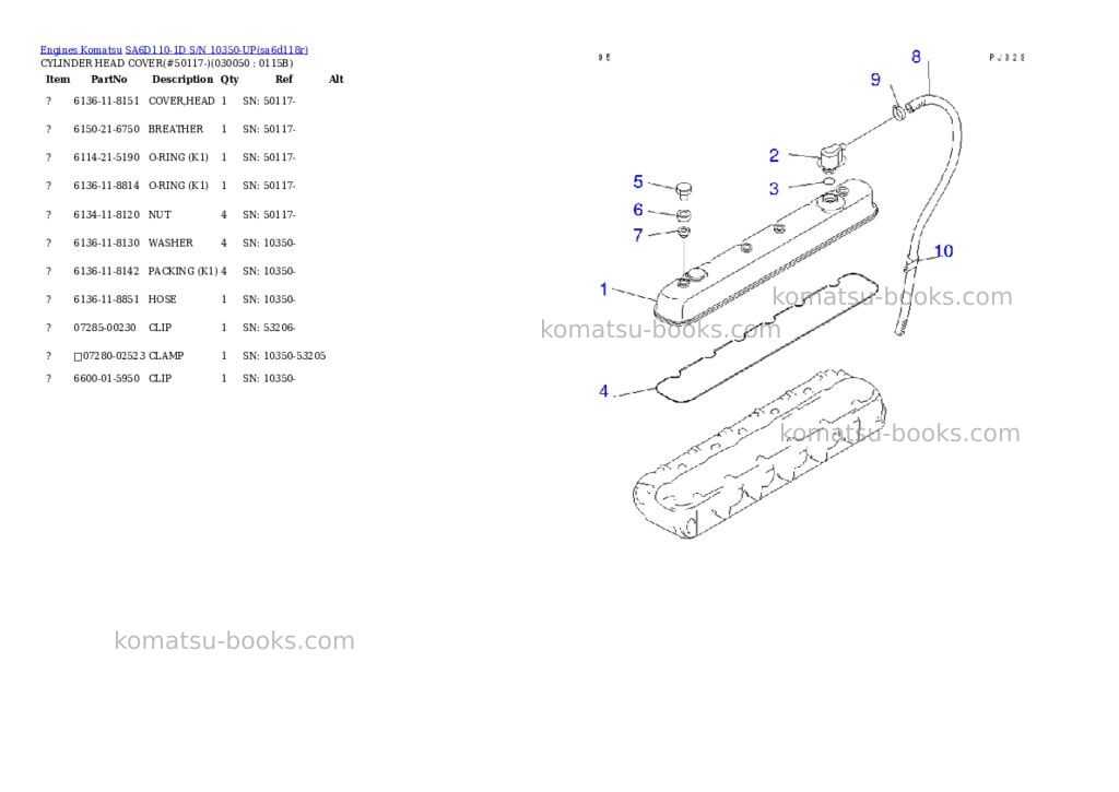 Komatsu sa6d110-1d s/n 10350-up Parts catalog cover Page 4 Komatsu sa6d110-1d s/n 10350-up Parts catalog cover Page 4
