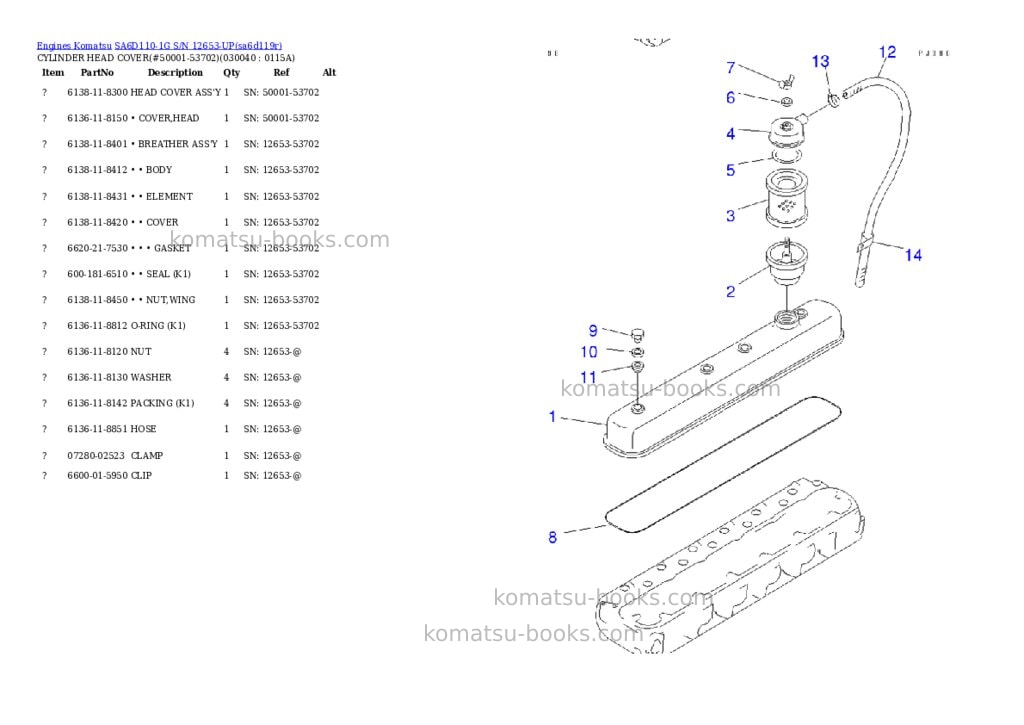Komatsu SA6D110-1G S/N 12653-UP Parts catalog cover Page 3