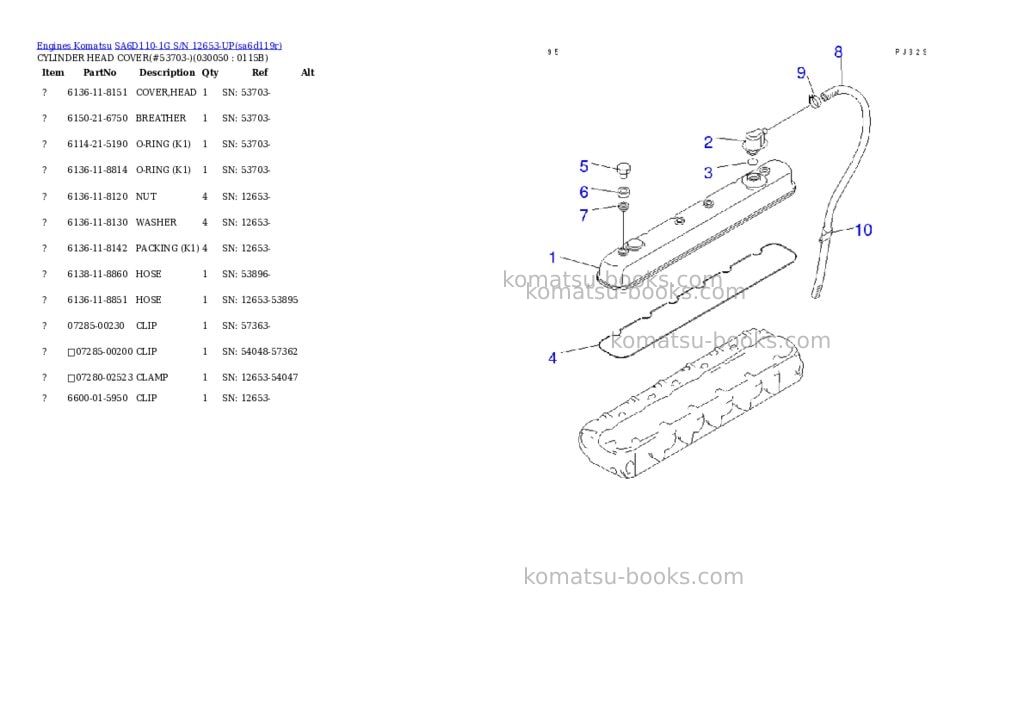 Komatsu SA6D110-1G S/N 12653-UP Parts catalog cover Page 4
