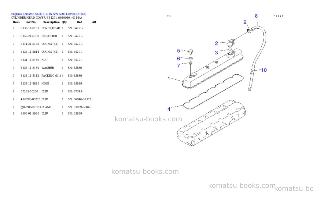 Komatsu SA6D110-1N S/N 50001-UP Parts catalog cover Page 3 Komatsu SA6D110-1N S/N 50001-UP Parts catalog cover Page 3
