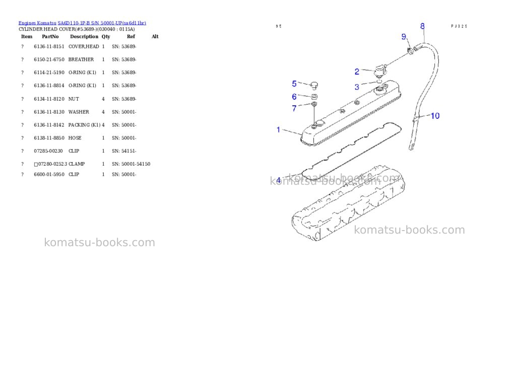 Komatsu SA6D110-1P-B S/N 50001-UP Parts catalog cover Page 3