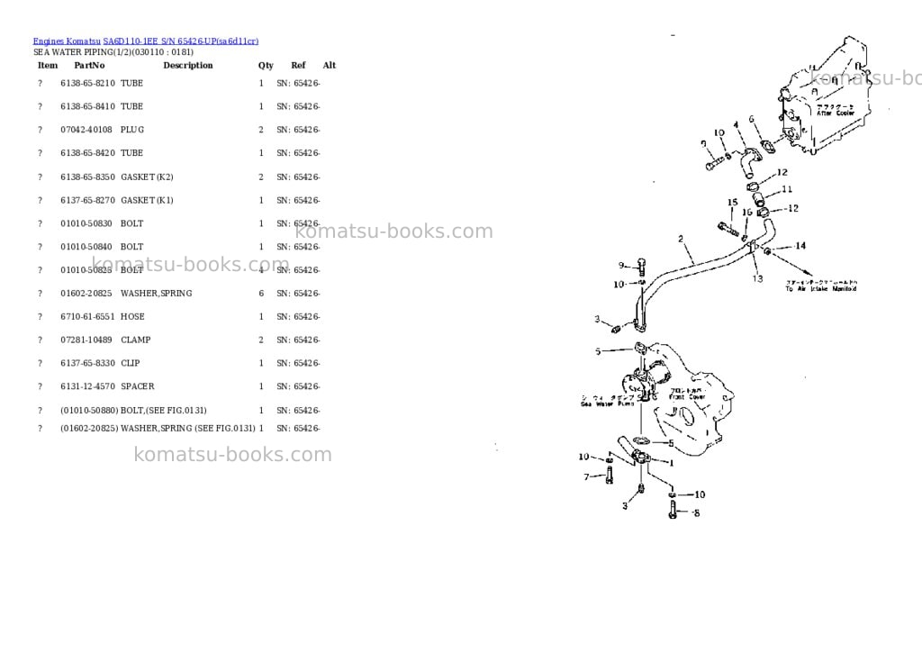 Komatsu sa6d110-1ee s/n 65426-up Parts catalog cover Page 10