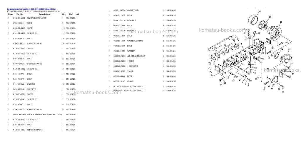 Komatsu sa6d110-1ee s/n 65426-up Parts catalog cover Page 6