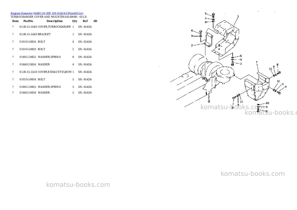 Komatsu sa6d110-1ee s/n 65426-up Parts catalog cover Page 7