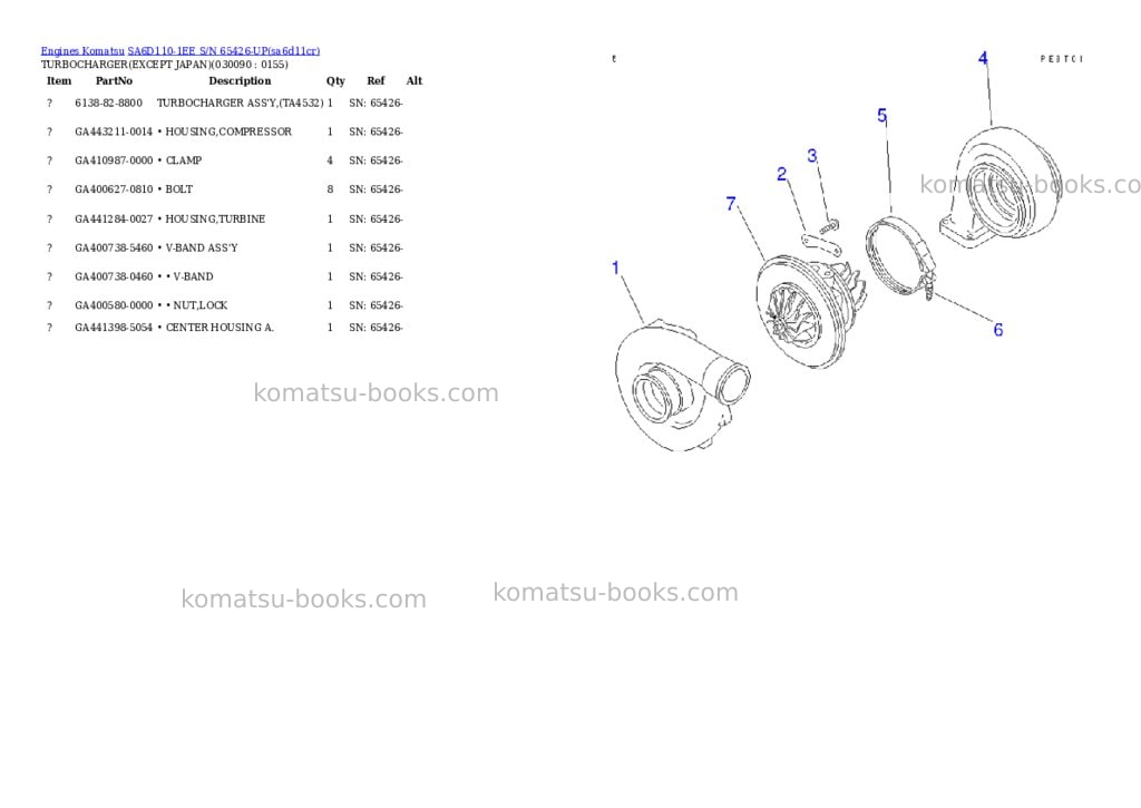 Komatsu sa6d110-1ee s/n 65426-up Parts catalog cover Page 8