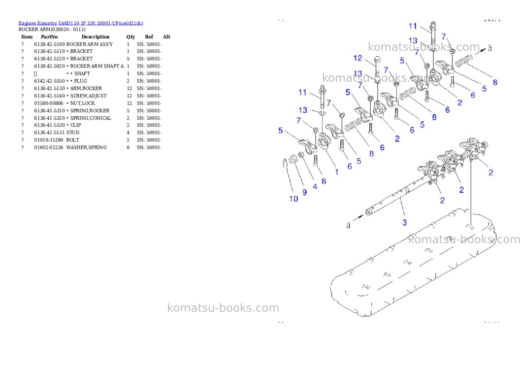 Komatsu SA6D110-1F S/N 50001-UP Parts catalog cover Komatsu SA6D110-1F S/N 50001-UP Parts catalog cover