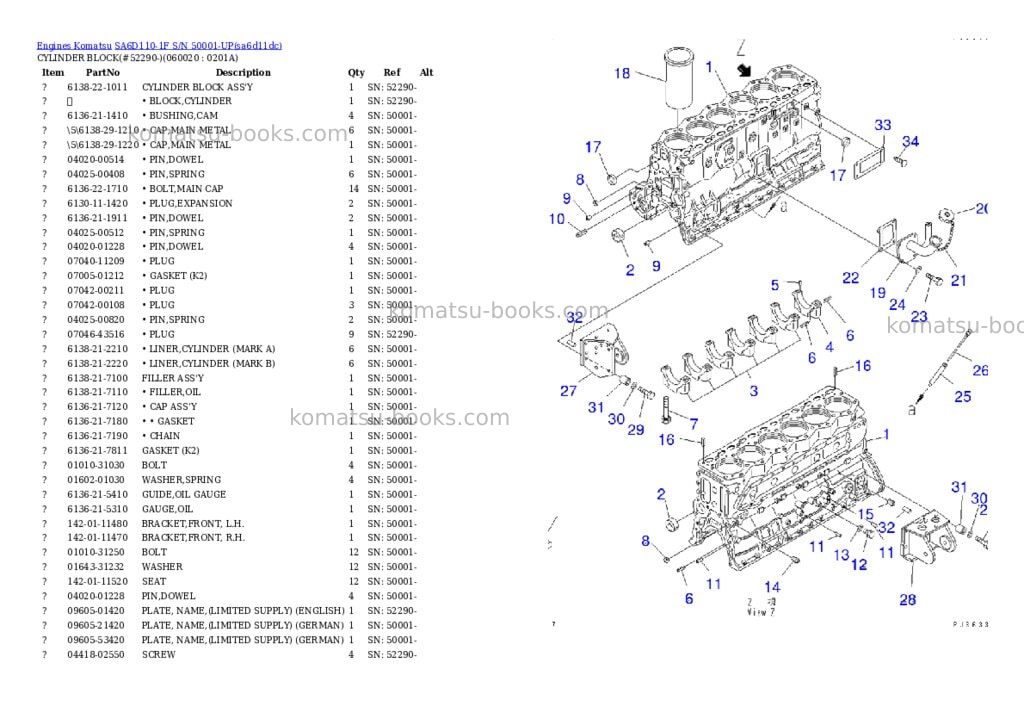 Komatsu SA6D110-1F S/N 50001-UP Parts catalog cover Page 10 Komatsu SA6D110-1F S/N 50001-UP Parts catalog cover Page 10