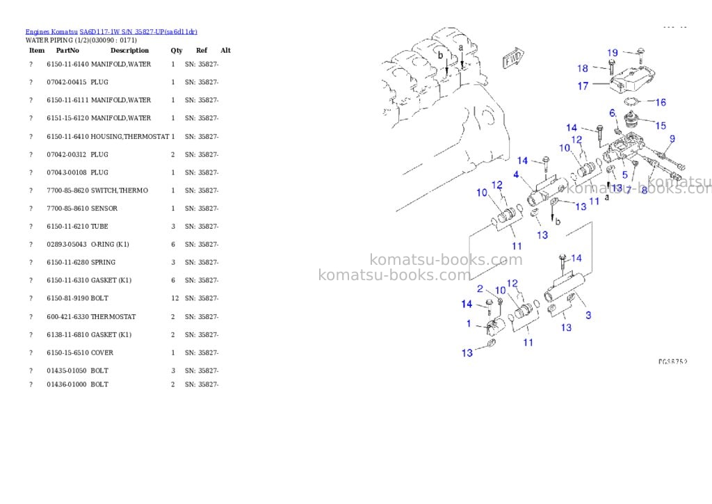 Komatsu sa6d117-1w s/n 35827-up Parts catalog cover Page 8 Komatsu sa6d117-1w s/n 35827-up Parts catalog cover Page 8