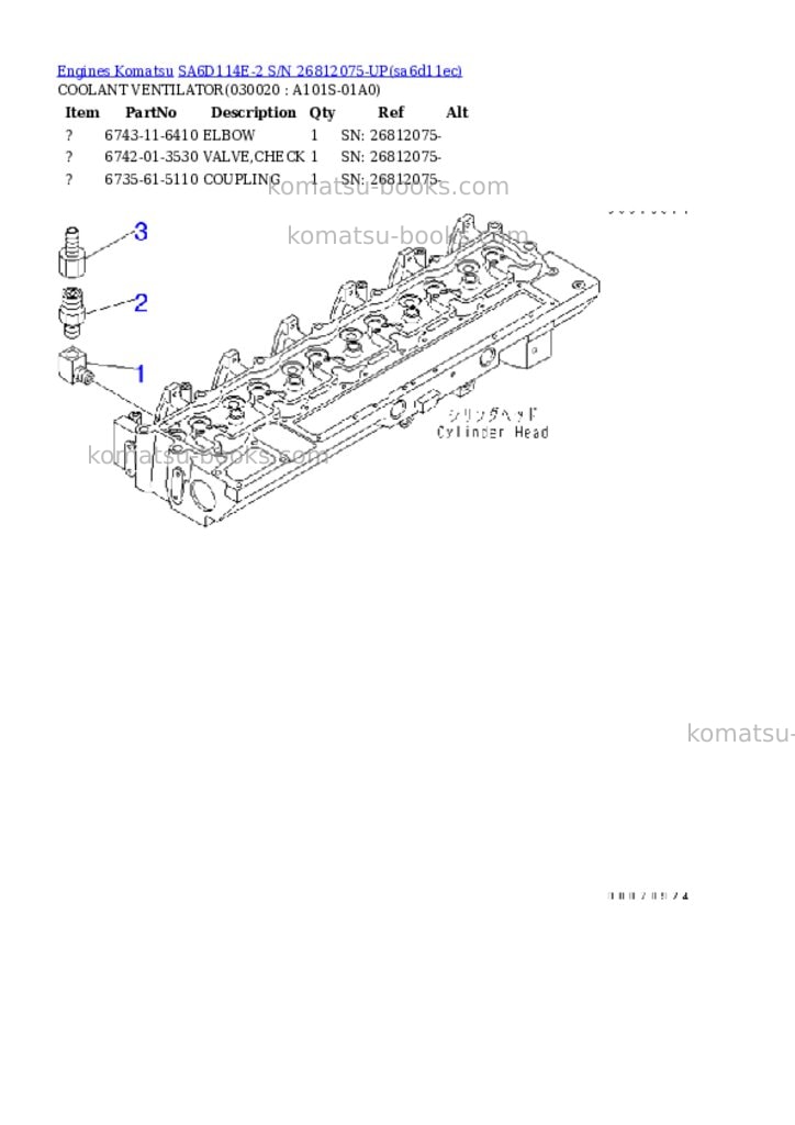Komatsu sa6d114e-2 s/n 26812075-up Parts catalog cover Komatsu sa6d114e-2 s/n 26812075-up Parts catalog cover