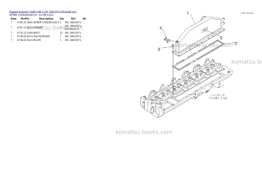 Komatsu sa6d114e-2 s/n 26812075-up Parts catalog cover Page 10 Komatsu sa6d114e-2 s/n 26812075-up Parts catalog cover Page 10