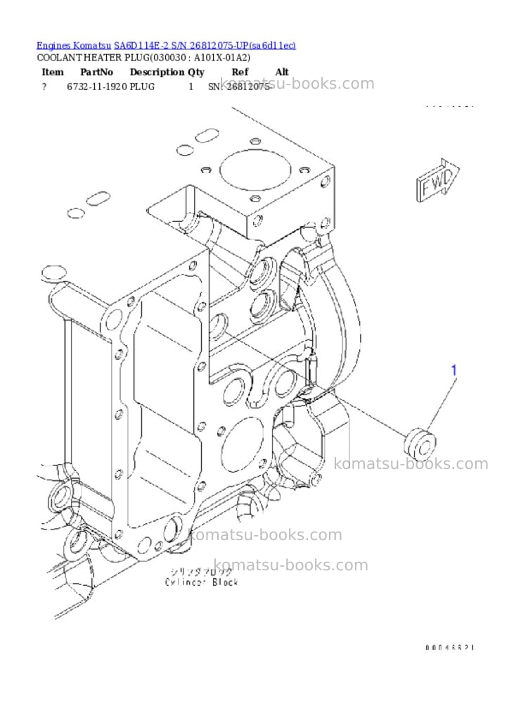 Komatsu sa6d114e-2 s/n 26812075-up Parts catalog cover Page 2 Komatsu sa6d114e-2 s/n 26812075-up Parts catalog cover Page 2