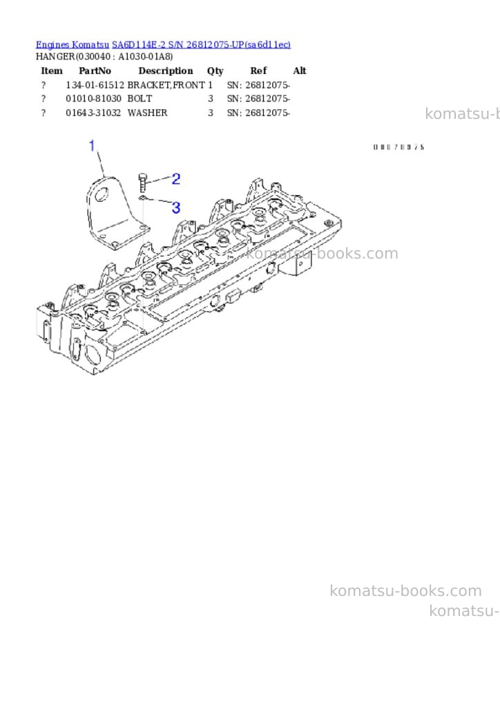 Komatsu sa6d114e-2 s/n 26812075-up Parts catalog cover Page 3 Komatsu sa6d114e-2 s/n 26812075-up Parts catalog cover Page 3