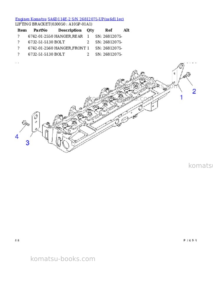 Komatsu sa6d114e-2 s/n 26812075-up Parts catalog cover Page 4 Komatsu sa6d114e-2 s/n 26812075-up Parts catalog cover Page 4