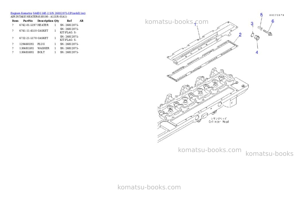 Komatsu sa6d114e-2 s/n 26812075-up Parts catalog cover Page 9 Komatsu sa6d114e-2 s/n 26812075-up Parts catalog cover Page 9