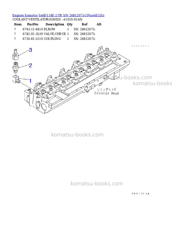 Komatsu sa6d114e-2-tr s/n 26812075-up Parts catalog cover