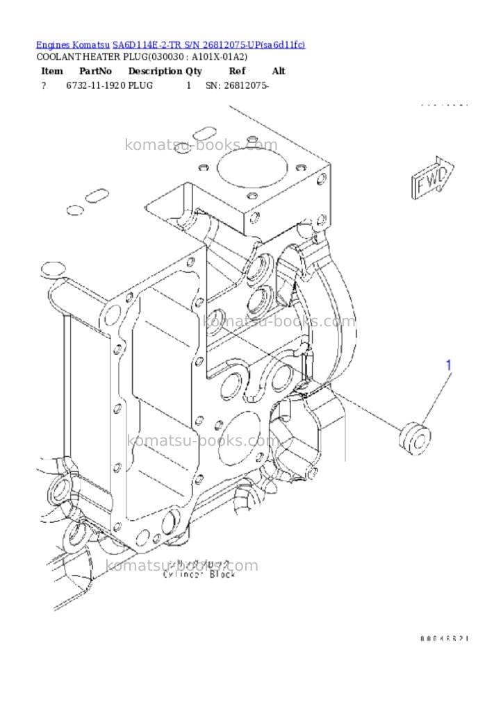 Komatsu sa6d114e-2-tr s/n 26812075-up Parts catalog cover Page 2