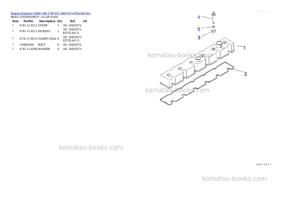 Komatsu sa6d114e-2-tr s/n 26812075-up Parts catalog cover Page 6