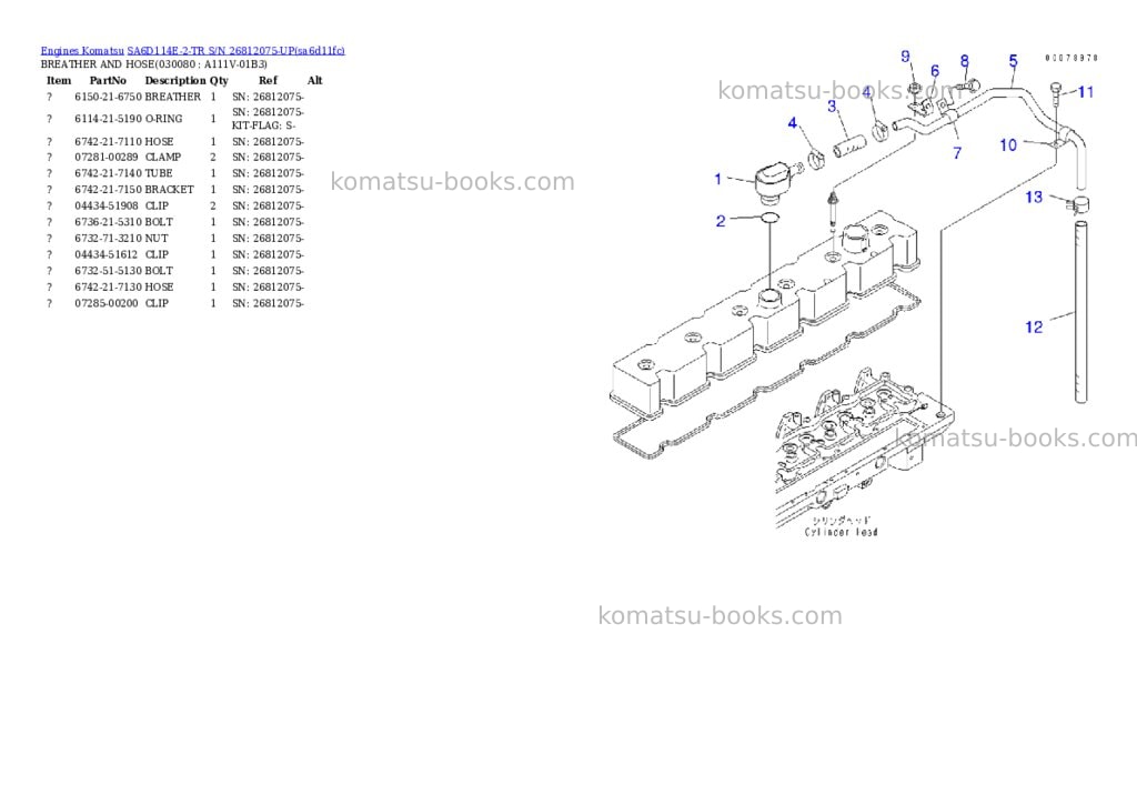 Komatsu sa6d114e-2-tr s/n 26812075-up Parts catalog cover Page 7