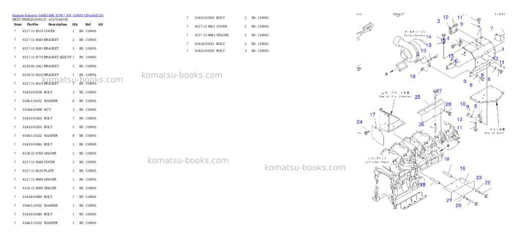 Komatsu sa6d140e-3cm-7 s/n 110001-up Parts catalog cover Page 10