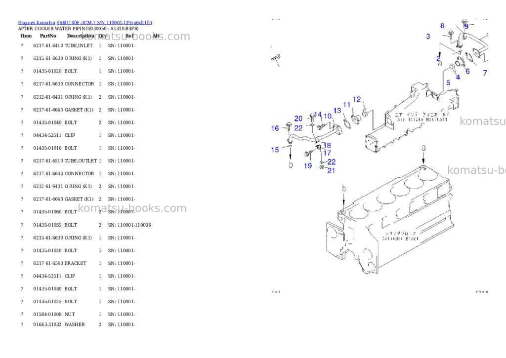 Komatsu sa6d140e-3cm-7 s/n 110001-up Parts catalog cover Page 4