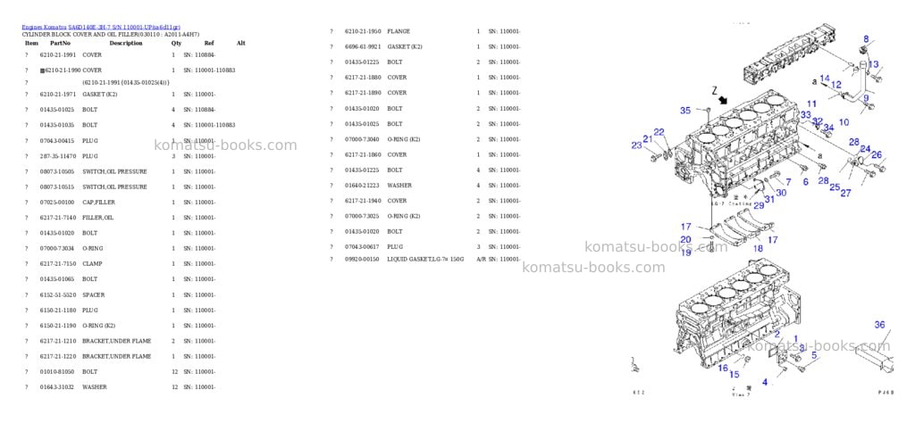 Komatsu SA6D140E-3H-7 S/N 110001-UP Parts catalog cover Page 10 Komatsu SA6D140E-3H-7 S/N 110001-UP Parts catalog cover Page 10