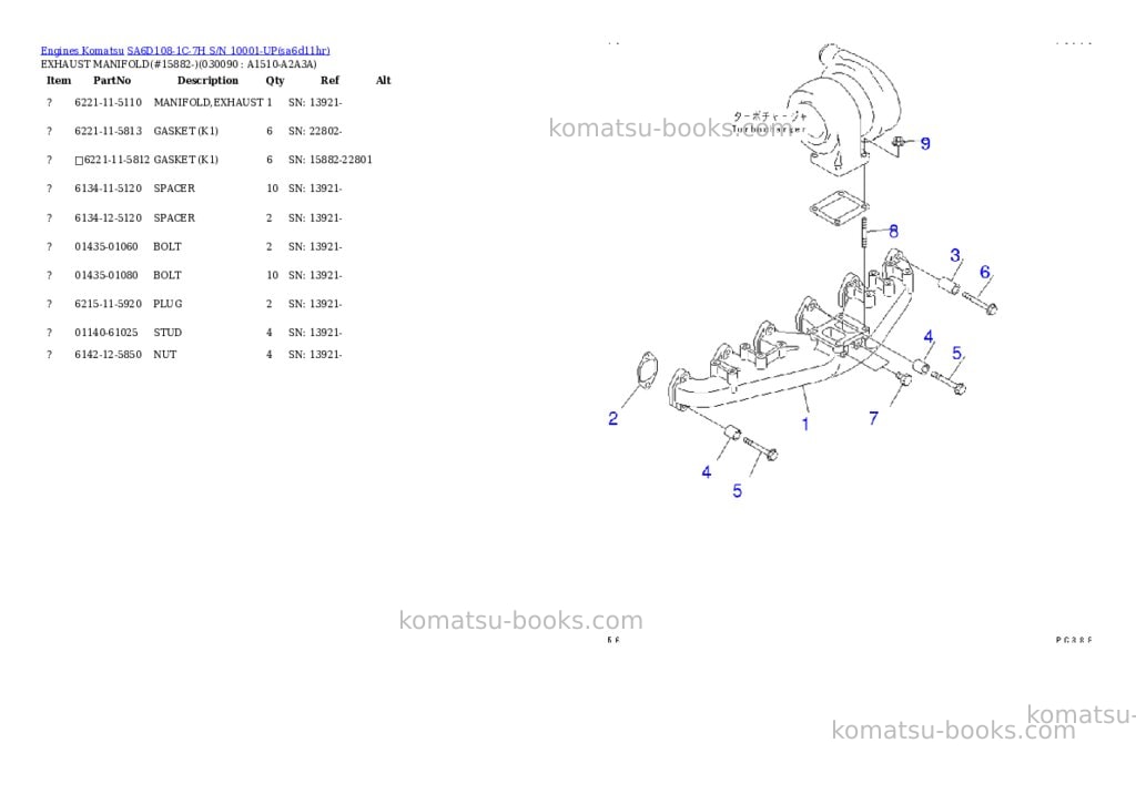 Komatsu sa6d108-1c-7h s/n 10001-up Parts catalog cover Page 7